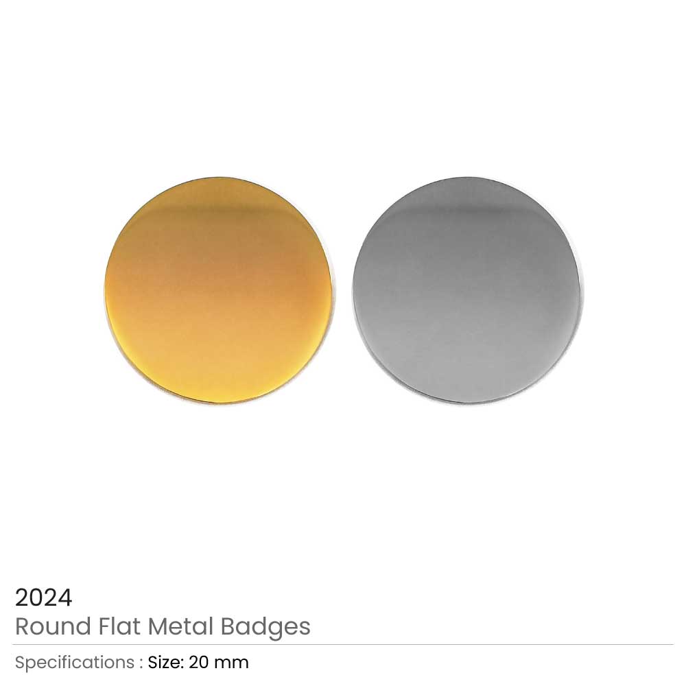 Round Flat Metal Badges 20mm, Gold and Silver Colors - Image 3